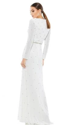 Ieena Duggal - 67874I Jewel Studded Long Sleeve Gown