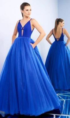 Ieena Duggal - Plunging V Neck Ballgown 26028I Mac Duggal