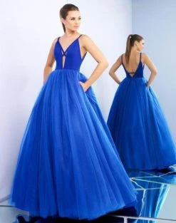 Ieena Duggal - Plunging V Neck Ballgown 26028I Mac Duggal