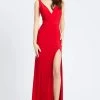 Ieena Duggal - Plunging V-Neck High Slit Sheath Gown 25846I 2 Ieena Duggal - Plunging V-Neck High Slit Sheath Gown 25846I