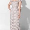 Ivonne D For Mon Cheri Ivonne D 122D65 - Embroidered Crepe Laced Evening Gown