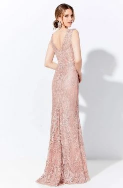 Ivonne D By Mon Cheri - 120D01 Lace Embroidered V-Neck Dress