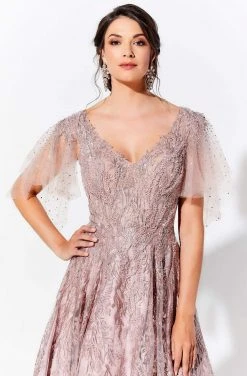 Ivonne D By Mon Cheri - 120D10 Embroidered Lace Pleated A-Line Gown