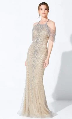 Ivonne D By Mon Cheri - 220D35 Beaded Halter Gown