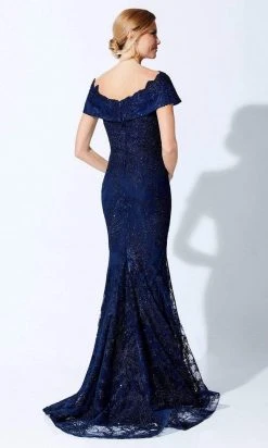 Ivonne D By Mon Cheri - Wide V-Neck Beaded Evening Dress