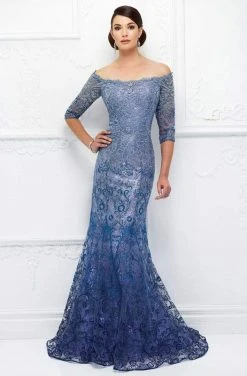 Ivonne D For Mon Cheri - 118D07 Ombre Sequined Tulle Lace Gown