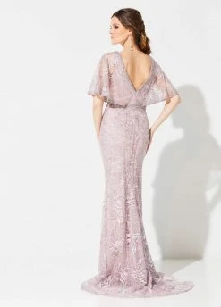 Ivonne D For Mon Cheri - 219D72 Embroidered Kimono Sleeve Lace Gown