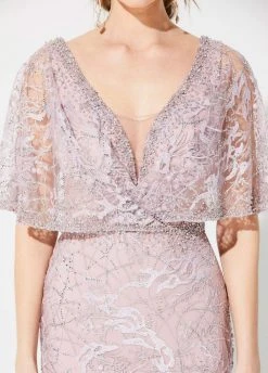 Ivonne D For Mon Cheri - 219D72 Embroidered Kimono Sleeve Lace Gown