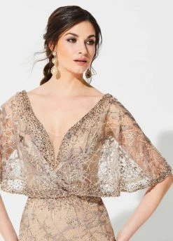 Ivonne D For Mon Cheri - 219D72 Embroidered Kimono Sleeve Lace Gown