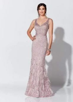 Ivonne D For Mon Cheri - Embroidered Feathered Dress 119D52 - 1 Pc Delphinium In Size 10 Available