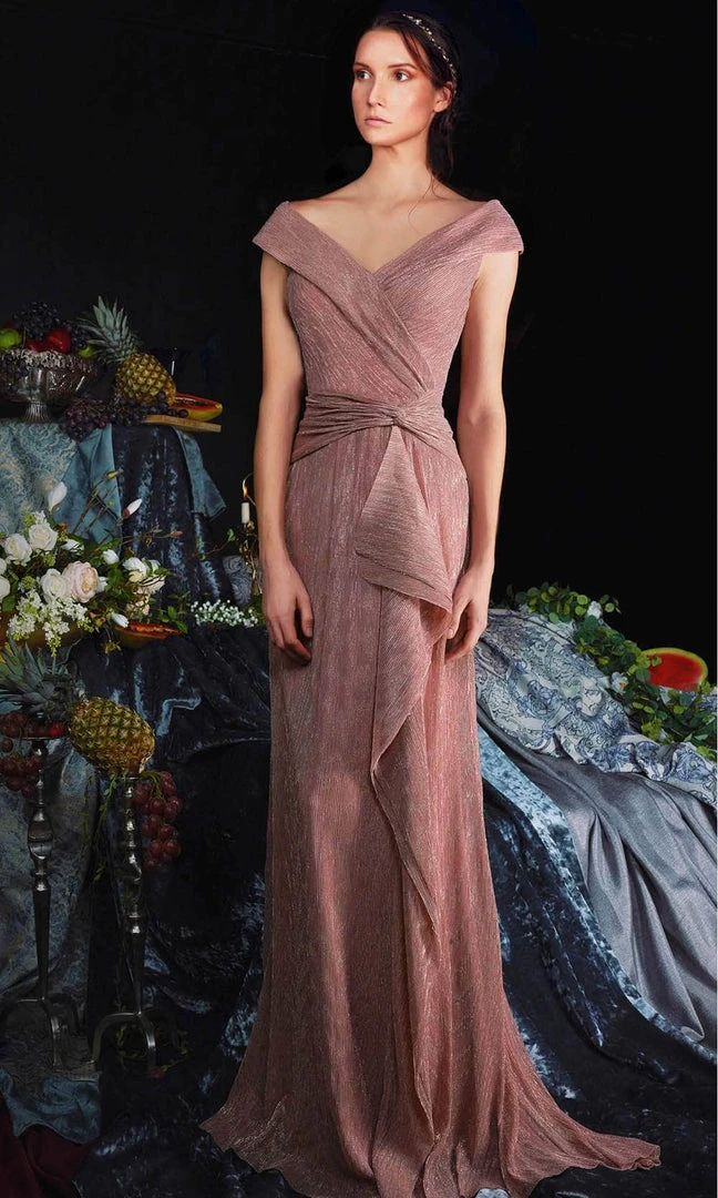 Janique 210622 - Cap Sleeve V-neck Evening Dress 3 Janique 210622 - Cap Sleeve V-neck Evening Dress