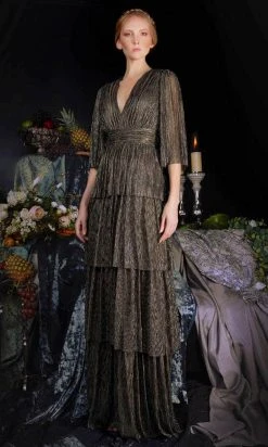 Janique 210722 - Quarter Length-Sleeve Plunging V-neck Evening Dress 11 Janique 210722 - Quarter Length-Sleeve Plunging V-neck Evening Dress