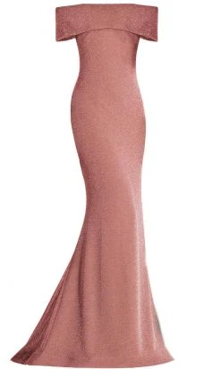 Janique - 2933 Off Shoulder Glitter Mermaid Gown