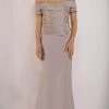 Janique - 5021 Shimmer Off Shoulder Metallic Mermaid Gown 1 Janique - 5021 Shimmer Off Shoulder Metallic Mermaid Gown