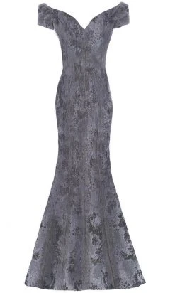 Janique - 66721 Ruched Cap Sleeve Jacquard Mermaid Gown 17 Janique - 66721 Ruched Cap Sleeve Jacquard Mermaid Gown