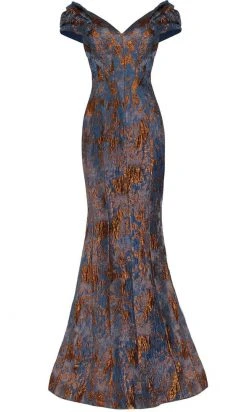 Janique - 66721 Ruched Cap Sleeve Jacquard Mermaid Gown 15 Janique - 66721 Ruched Cap Sleeve Jacquard Mermaid Gown