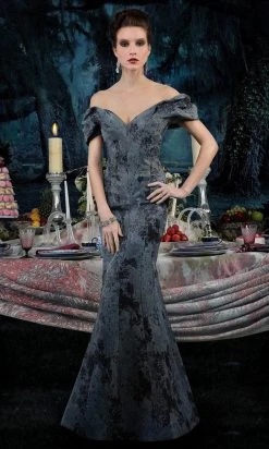 Janique - 66721 Ruched Cap Sleeve Jacquard Mermaid Gown 16 Janique - 66721 Ruched Cap Sleeve Jacquard Mermaid Gown