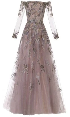 Janique 71122 - Long Sleeve Off-shoulder Evening Dress