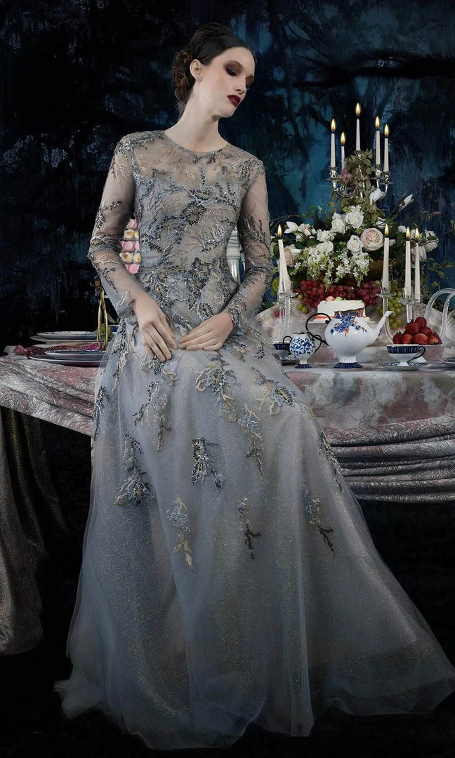 Janique 81122 - Long Sleeve Jewel Neck Evening Dress 3 Janique 81122 - Long Sleeve Jewel Neck Evening Dress