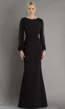 Janique BSH-001 - Long Sleeves Bateau Neck Formal Dress
