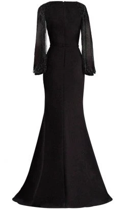 Janique BSH-001 - Long Sleeves Bateau Neck Formal Dress