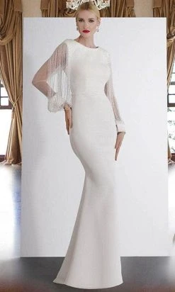 Janique BSH-001 - Long Sleeves Bateau Neck Formal Dress