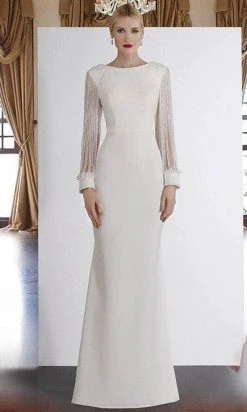 Janique BSH-001 - Long Sleeves Bateau Neck Formal Dress