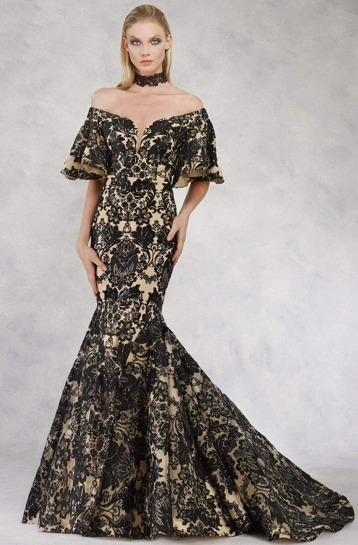 Janique - JA3013 Ornate Off Shoulder Butterfly Sleeve Mermaid Gown 3 Janique - JA3013 Ornate Off Shoulder Butterfly Sleeve Mermaid Gown