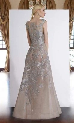 Janique - W2186 Cap Sleeve Embroidered A-Line Gown