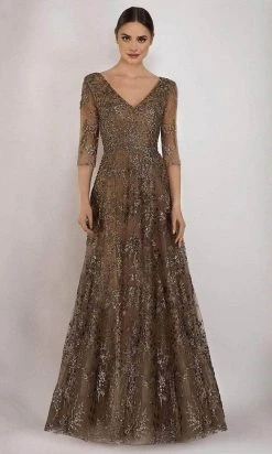 Janique - W2519 Beaded V-neck A-line Gown