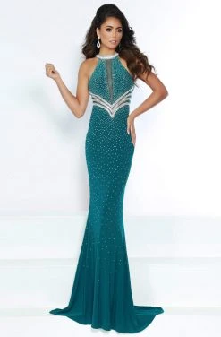 Jasz Couture - 6420 Embellished Halter Mermaid Dress