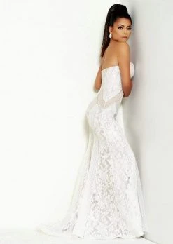 Jasz Couture - 6478 Beaded Lace Deep Sweetheart Trumpet Dress