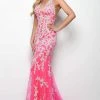 Jasz Couture - 7022 Embroidered Deep Halter V-neck Trumpet Dress
