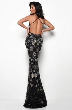 Jasz Couture - 7024 Embellished Plunging V-neck Sheath Dress