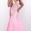 Jasz Couture - 7204 Floral Applique Deep V Neck Mermaid Dress