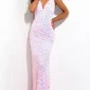 Jasz Couture - 7309 Glittering Sleeveless V-Neck Sheath Dress