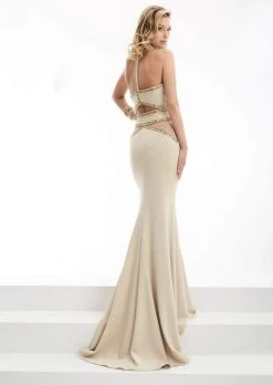 Jasz Couture - Bejeweled Halter Neck Dress 5923