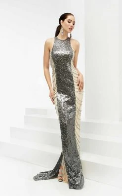 Jasz Couture - Halter Sequined Long Gown 5933