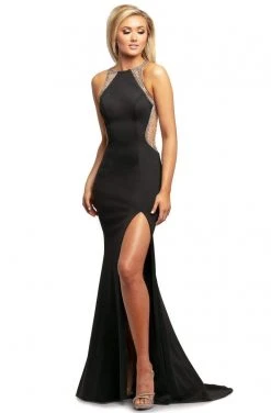 Johnathan Kayne - 2023 Jewel Studded Illusion Paneled High Slit Gown