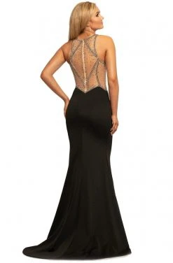 Johnathan Kayne - 2023 Jewel Studded Illusion Paneled High Slit Gown