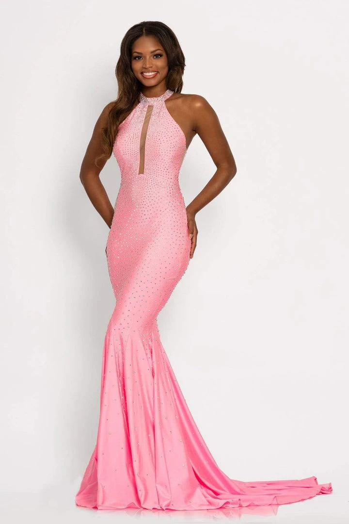 Johnathan Kayne - 2037 Jewel-Studded Illusion Plunge Halter Gown 12 Johnathan Kayne - 2037 Jewel-Studded Illusion Plunge Halter Gown