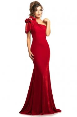 Johnathan Kayne - 2055 Embellished One Shoulder Trumpet Dress