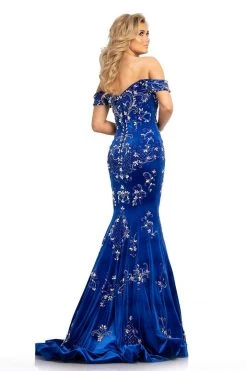 Johnathan Kayne - 2176 Crystal Embellished Off Shoulder Long Dress
