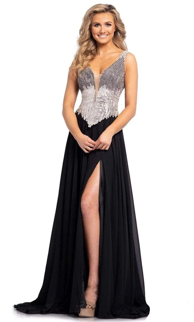 Johnathan Kayne - 2196 Embellished Deep V Neck A-line Gown With Slit 3 Johnathan Kayne - 2196 Embellished Deep V Neck A-line Gown With Slit