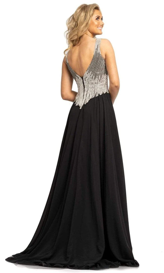 Johnathan Kayne - 2196 Embellished Deep V Neck A-line Gown With Slit 4 Johnathan Kayne - 2196 Embellished Deep V Neck A-line Gown With Slit