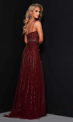 Johnathan Kayne - 2416 One Sleeve Sequined With Overskirt Gown