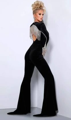 Johnathan Kayne - 2419 Long Sleeve Velvet Sweetheart Jumpsuit