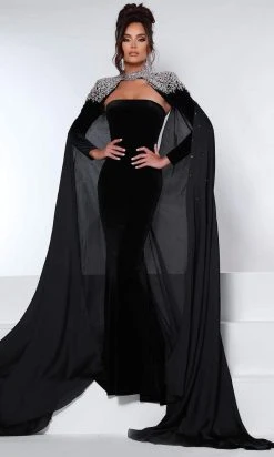 Johnathan Kayne - 2453 Straight Across Mermaid Long Sleeve Gown