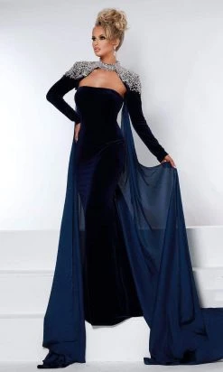 Johnathan Kayne - 2453 Straight Across Mermaid Long Sleeve Gown 8 Johnathan Kayne - 2453 Straight Across Mermaid Long Sleeve Gown