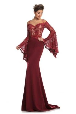 Johnathan Kayne - 7244 Bell Sleeve Off-Shoulder Lace Gown